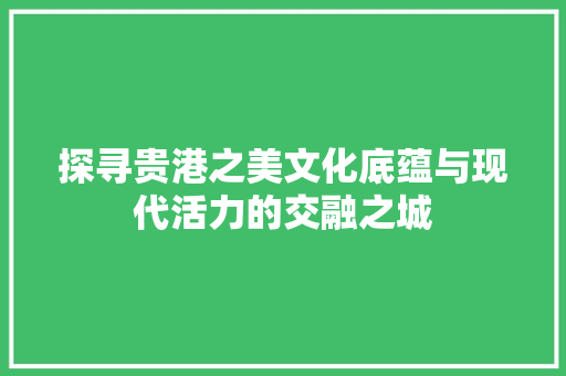 探寻贵港之美文化底蕴与现代活力的交融之城 GoogleSEO
