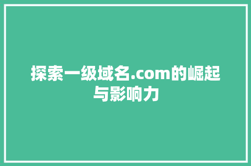 探索一级域名.com的崛起与影响力