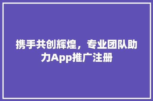 携手共创辉煌，专业团队助力App推广注册 GoogleSEO