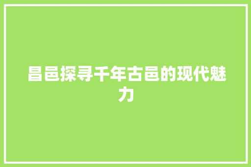 昌邑探寻千年古邑的现代魅力 百度SEO