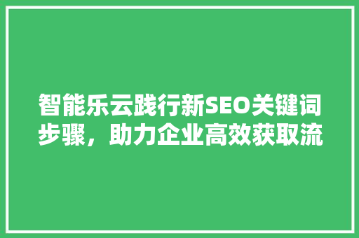 智能乐云践行新SEO关键词步骤，助力企业高效获取流量 百度SEO