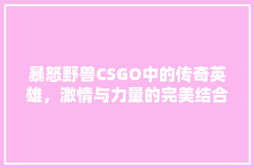 暴怒野兽CSGO中的传奇英雄，激情与力量的完美结合 搜狗SEO