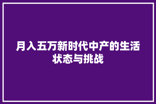 月入五万新时代中产的生活状态与挑战 必应SEO