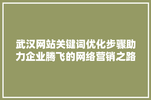 武汉网站关键词优化步骤助力企业腾飞的网络营销之路