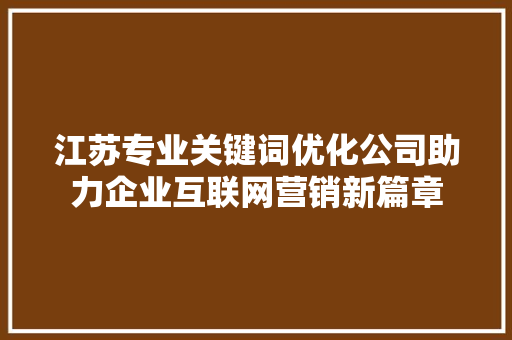 江苏专业关键词优化公司助力企业互联网营销新篇章 必应SEO