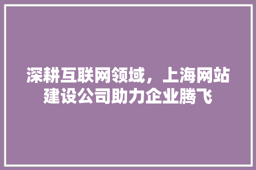 深耕互联网领域，上海网站建设公司助力企业腾飞 搜狗SEO