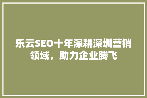 乐云SEO十年深耕深圳营销领域，助力企业腾飞 GoogleSEO