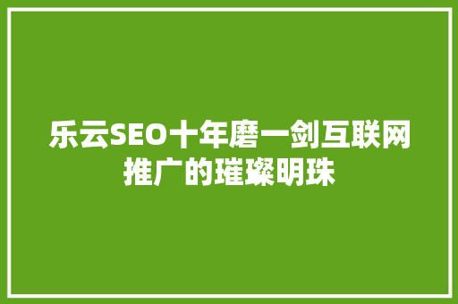 乐云SEO十年磨一剑互联网推广的璀璨明珠 必应SEO
