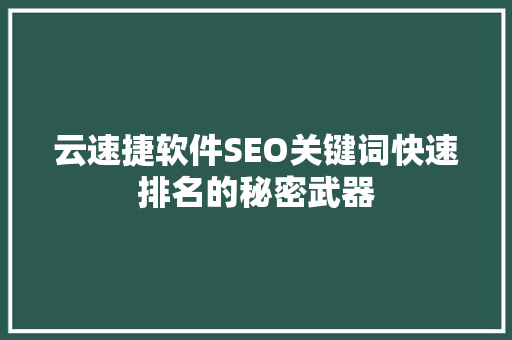云速捷软件SEO关键词快速排名的秘密武器 必应SEO