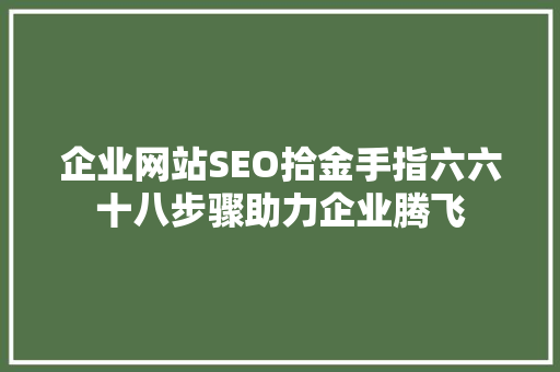企业网站SEO拾金手指六六十八步骤助力企业腾飞 百度SEO