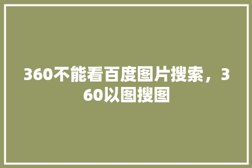 360不能看百度图片搜索，360以图搜图