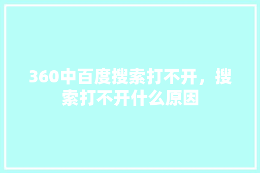 360中百度搜索打不开，搜索打不开什么原因