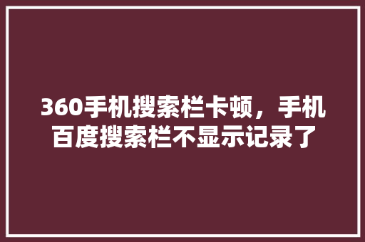 360手机搜索栏卡顿，手机百度搜索栏不显示记录了