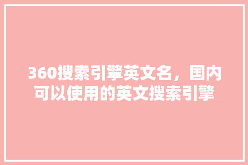 360搜索引擎英文名，国内可以使用的英文搜索引擎