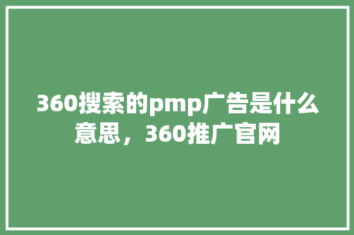 360搜索的pmp广告是什么意思，360推广官网
