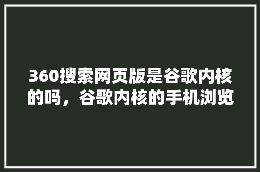 360搜索网页版是谷歌内核的吗，谷歌内核的手机浏览器