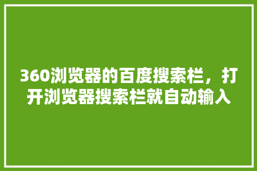 360浏览器的百度搜索栏，打开浏览器搜索栏就自动输入 百度SEO