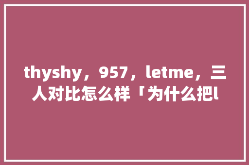 thyshy，957，letme，三人对比怎么样「为什么把letme叫白云」
