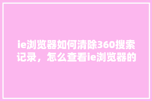 ie浏览器如何清除360搜索记录，怎么查看ie浏览器的版本 百度SEO