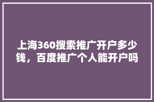 上海360搜索推广开户多少钱，百度推广个人能开户吗