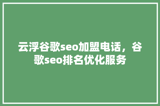 云浮谷歌seo加盟电话，谷歌seo排名优化服务