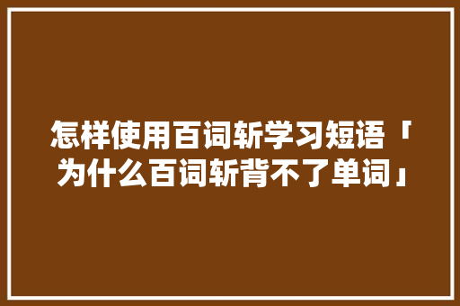 怎样使用百词斩学习短语「为什么百词斩背不了单词」