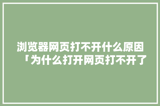 浏览器网页打不开什么原因「为什么打开网页打不开了」 浏览器网页打不开什么原因「为什么打开网页打不开了」 必应SEO