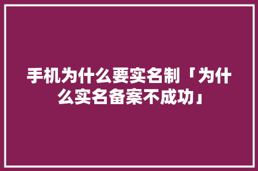 手机为什么要实名制「为什么实名备案不成功」