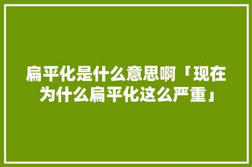 扁平化是什么意思啊「现在为什么扁平化这么严重」