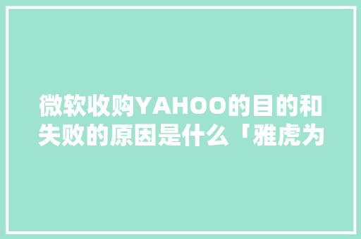 微软收购YAHOO的目的和失败的原因是什么「雅虎为什么败给谷歌」