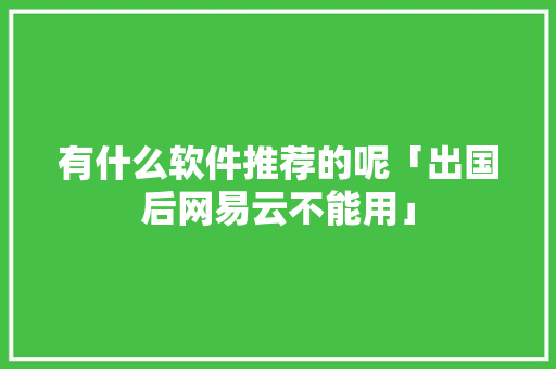 有什么软件推荐的呢「出国后网易云不能用」
