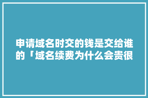 申请域名时交的钱是交给谁的「域名续费为什么会贵很多」 申请域名时交的钱是交给谁的「域名续费为什么会贵很多」 必应SEO
