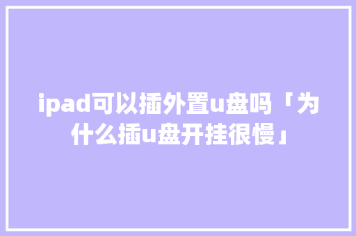 ipad可以插外置u盘吗「为什么插u盘开挂很慢」