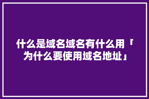 什么是域名域名有什么用「为什么要使用域名地址」