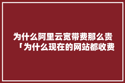 为什么阿里云宽带费那么贵「为什么现在的网站都收费」