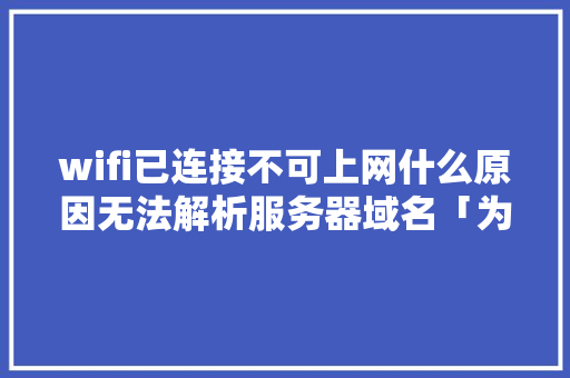 wifi已连接不可上网什么原因无法解析服务器域名「为什么域名解析之后不能用」