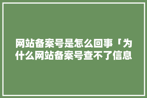 网站备案号是怎么回事「为什么网站备案号查不了信息」