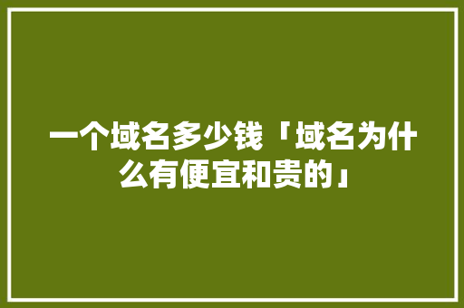 一个域名多少钱「域名为什么有便宜和贵的」 一个域名多少钱「域名为什么有便宜和贵的」 搜狗SEO