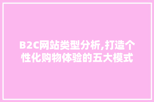 B2C网站类型分析,打造个性化购物体验的五大模式 B2C网站类型分析,打造个性化购物体验的五大模式 神马SEO