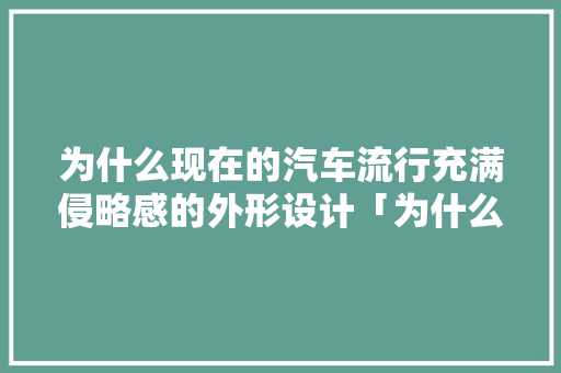 为什么现在的汽车流行充满侵略感的外形设计「为什么现在流行扁平化设计」