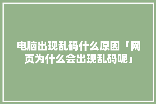 电脑出现乱码什么原因「网页为什么会出现乱码呢」 电脑出现乱码什么原因「网页为什么会出现乱码呢」 GoogleSEO