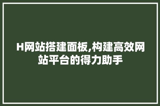 H网站搭建面板,构建高效网站平台的得力助手 H网站搭建面板,构建高效网站平台的得力助手 百度SEO