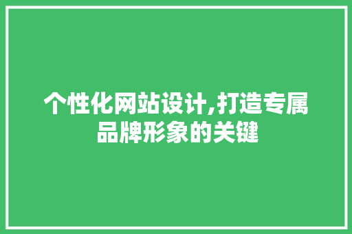 个性化网站设计,打造专属品牌形象的关键