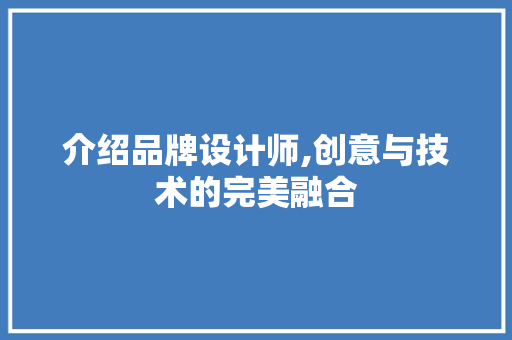 介绍品牌设计师,创意与技术的完美融合 介绍品牌设计师,创意与技术的完美融合 必应SEO