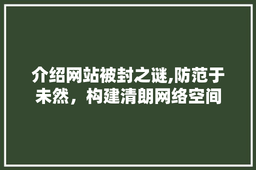 介绍网站被封之谜,防范于未然，构建清朗网络空间 介绍网站被封之谜,防范于未然，构建清朗网络空间 神马SEO