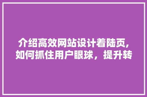 介绍高效网站设计着陆页,如何抓住用户眼球，提升转化率 介绍高效网站设计着陆页,如何抓住用户眼球，提升转化率 百度SEO