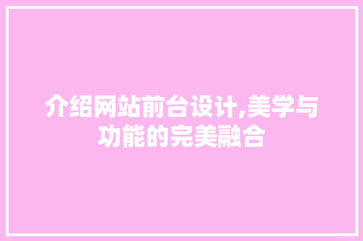 介绍网站前台设计,美学与功能的完美融合 介绍网站前台设计,美学与功能的完美融合 必应SEO