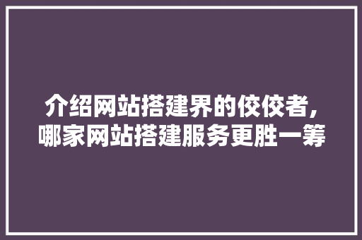 介绍网站搭建界的佼佼者,哪家网站搭建服务更胜一筹 介绍网站搭建界的佼佼者,哪家网站搭建服务更胜一筹 必应SEO