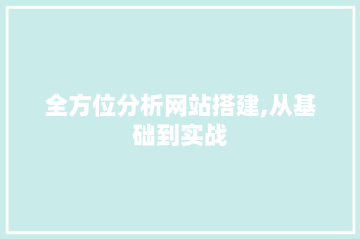 全方位分析网站搭建,从基础到实战 全方位分析网站搭建,从基础到实战 GoogleSEO