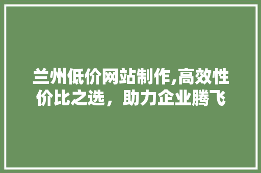 兰州低价网站制作,高效性价比之选，助力企业腾飞 兰州低价网站制作,高效性价比之选，助力企业腾飞 百度SEO